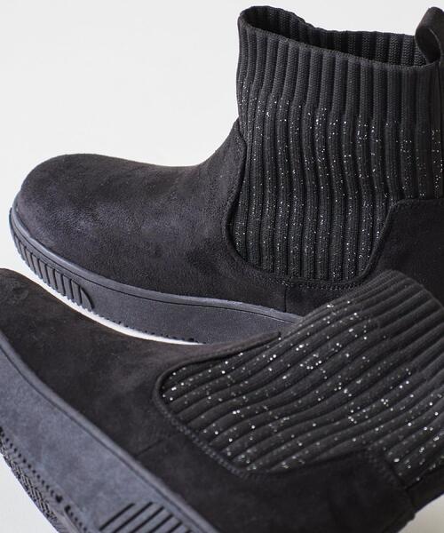 SHOO・LA・RUE（シューラルー）の「【撥水/低反発クッション】すっぽりラクラク はきぐちニットブーツ（ブーツ・レディース・カーキ系4/アイボリー/ブラック/ブラウン系その他/ブラック系7/ピンク系その他/ネイビー系5/キャメル/ワインレッド/ダークブラウン系7・25/35/45/50）」の11枚目の写真