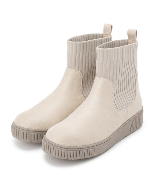 SHOO・LA・RUE（シューラルー）の「【撥水/低反発クッション】すっぽりラクラク はきぐちニットブーツ（ブーツ・レディース・カーキ系4/アイボリー/ブラック/ブラウン系その他/ブラック系7/ピンク系その他/ネイビー系5/キャメル/ワインレッド/ダークブラウン系7・25/35/45/50）」の12枚目の写真