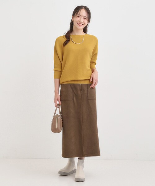 SHOO・LA・RUE（シューラルー）の「【撥水/低反発クッション】すっぽりラクラク はきぐちニットブーツ（ブーツ・レディース・カーキ系4/アイボリー/ブラック/ブラウン系その他/ブラック系7/ピンク系その他/ネイビー系5/キャメル/ワインレッド/ダークブラウン系7・25/35/45/50）」の19枚目の写真