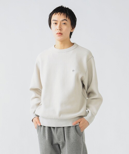 BEAMS HEART（ビームスハート）の「ダブルフェイス コーヒー刺繍 モール ニットソー【ユニセックス】（ニット/セーター・メンズ・オフホワイト/チャコールグレー/ベージュ・SMALL/MEDIUM/LARGE）」の6枚目の写真
