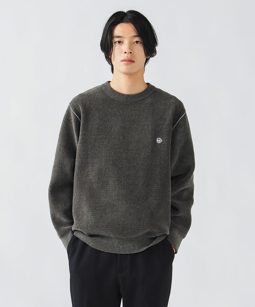BEAMS HEART（ビームスハート）の「ダブルフェイス コーヒー刺繍 モール ニットソー【ユニセックス】（ニット/セーター・メンズ・オフホワイト/チャコールグレー/ベージュ・SMALL/MEDIUM/LARGE）」の8枚目の写真