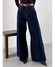 【人気アイテム】dazzlin レイヤードワイドデニムパンツ 甘辛系ガールズ☆ドレープ感ワイドデニムパンツ[品番