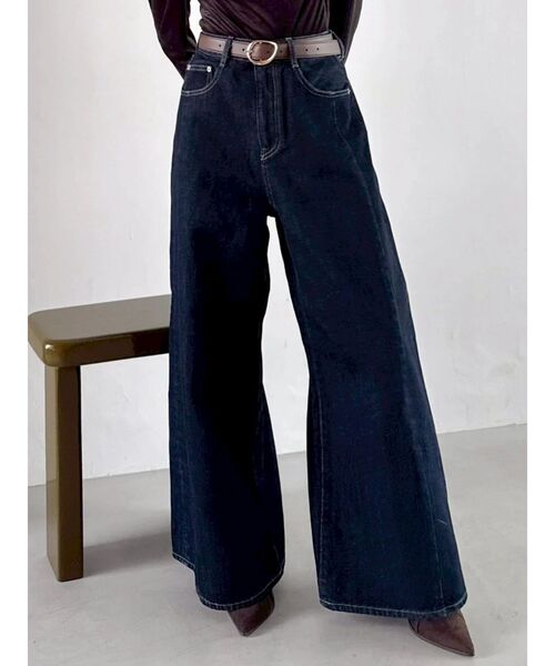 【人気アイテム】dazzlin レイヤードワイドデニムパンツ dazzlin レイヤードワイドデニムパンツ 0225124003|apricot