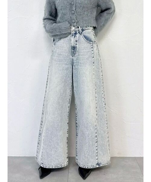 セール】スイッチングワイドデニムパンツ（デニムパンツ