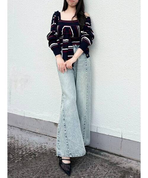 【人気アイテム】dazzlin レイヤードワイドデニムパンツ dazzlin レイヤードワイドデニムパンツ 0225124003|apricot