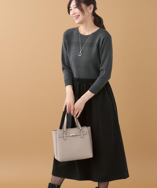 セール】【一枚で着映える◎／セットアップ可】ニット×タフタ