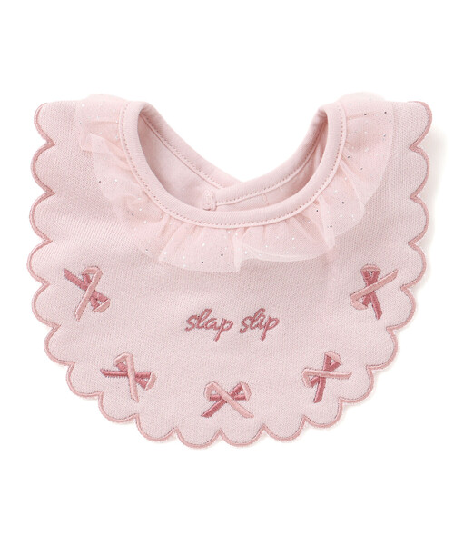 SLAP SLIP BABY（スラップスリップベビー）の「縁刺しゅうスカラップラメチュール襟フリルスタイベビー（スタイ/よだれかけ・キッズ・パープル/ピンク・FREE）」の4枚目の写真
