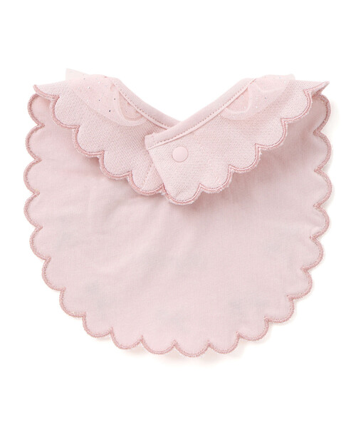 SLAP SLIP BABY（スラップスリップベビー）の「縁刺しゅうスカラップラメチュール襟フリルスタイベビー（スタイ/よだれかけ・キッズ・パープル/ピンク・FREE）」の5枚目の写真