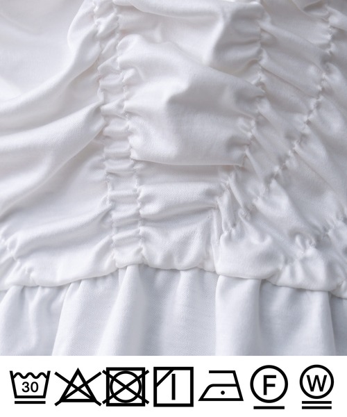 PICCIN PERLA(ピッチンペルラ)の「シャーリングフリルカットソー(Tシャツ/カットソー・レディース・ブラック/オフホワイト・M)」の16枚目の写真