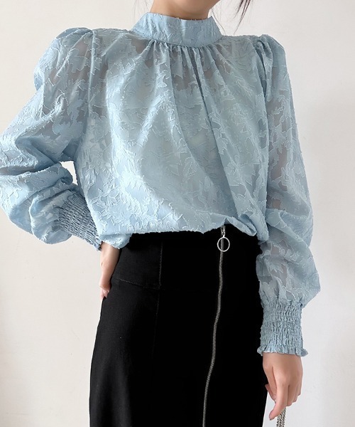 ONEP STAR(ワンピスター)の「バックリボン花柄シアーブラウス(シャツ/ブラウス・レディース・ピンク/ブラック/グレー/ブルー/ホワイト・MEDIUM/X-LARGE/LARGE)」の7枚目の写真