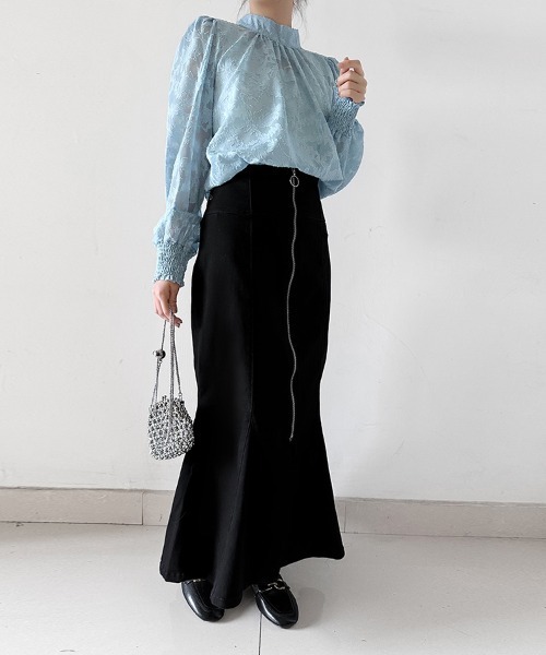 ONEP STAR(ワンピスター)の「バックリボン花柄シアーブラウス(シャツ/ブラウス・レディース・ピンク/ブラック/グレー/ブルー/ホワイト・MEDIUM/X-LARGE/LARGE)」の10枚目の写真