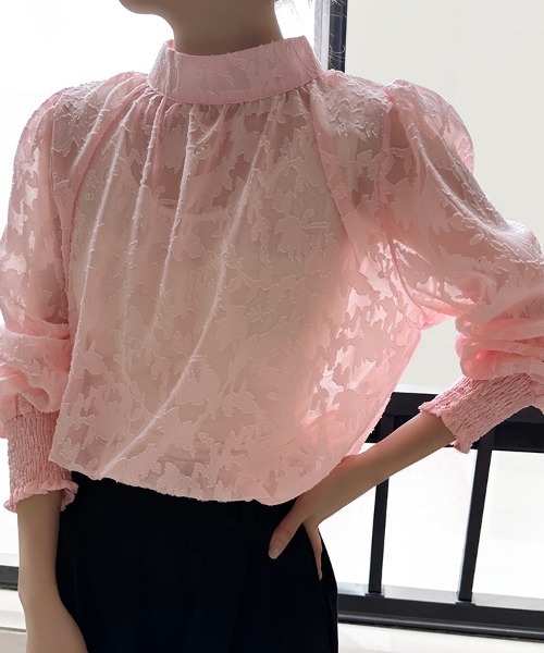 ONEP STAR(ワンピスター)の「バックリボン花柄シアーブラウス(シャツ/ブラウス・レディース・ピンク/ブラック/グレー/ブルー/ホワイト・MEDIUM/X-LARGE/LARGE)」の11枚目の写真