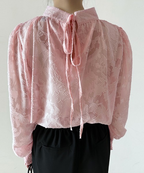ONEP STAR(ワンピスター)の「バックリボン花柄シアーブラウス(シャツ/ブラウス・レディース・ピンク/ブラック/グレー/ブルー/ホワイト・MEDIUM/X-LARGE/LARGE)」の13枚目の写真