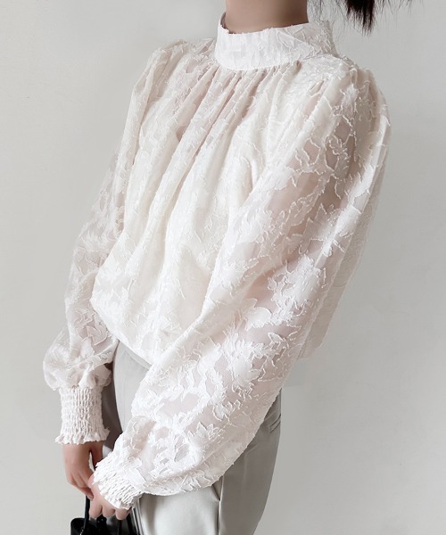 ONEP STAR(ワンピスター)の「バックリボン花柄シアーブラウス(シャツ/ブラウス・レディース・ピンク/ブラック/グレー/ブルー/ホワイト・MEDIUM/X-LARGE/LARGE)」の15枚目の写真