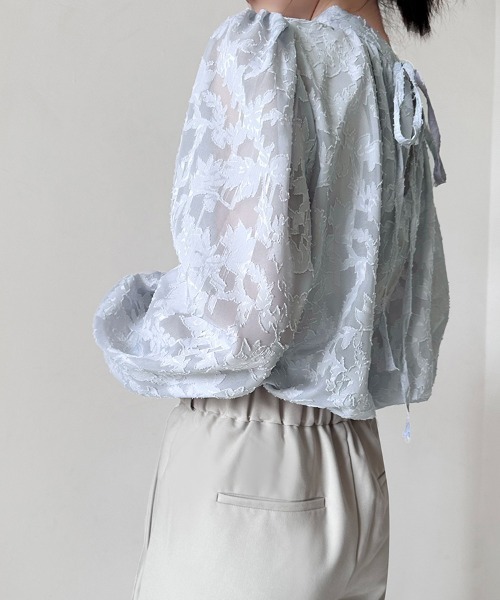 ONEP STAR(ワンピスター)の「バックリボン花柄シアーブラウス(シャツ/ブラウス・レディース・ピンク/ブラック/グレー/ブルー/ホワイト・MEDIUM/X-LARGE/LARGE)」の20枚目の写真
