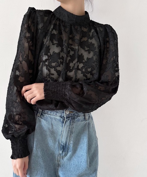 ONEP STAR(ワンピスター)の「バックリボン花柄シアーブラウス(シャツ/ブラウス・レディース・ピンク/ブラック/グレー/ブルー/ホワイト・MEDIUM/X-LARGE/LARGE)」の21枚目の写真