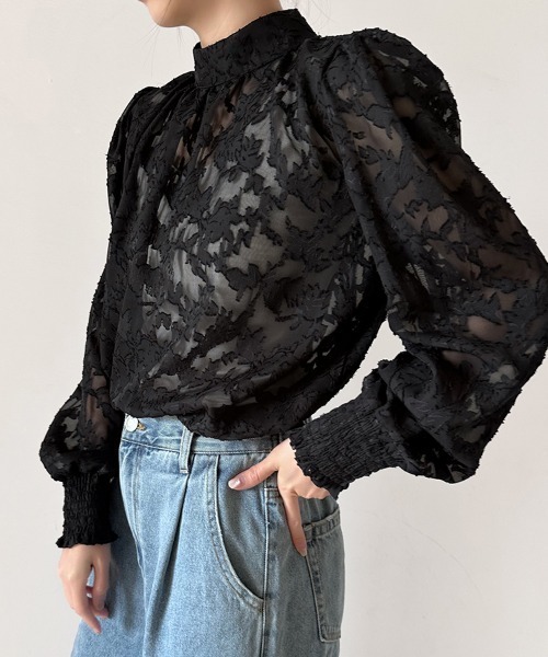 ONEP STAR(ワンピスター)の「バックリボン花柄シアーブラウス(シャツ/ブラウス・レディース・ピンク/ブラック/グレー/ブルー/ホワイト・MEDIUM/X-LARGE/LARGE)」の22枚目の写真