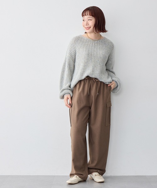 anyfee（エニフィー）の「【anyfee/大きいサイズ】ラメ混畦編みルーズニット（ニット/セーター・レディース・ベージュ/杢グレー・5L/4L/3L/LL）」の19枚目の写真