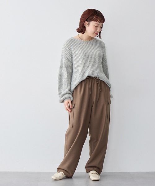 anyfee（エニフィー）の「【anyfee/大きいサイズ】ラメ混畦編みルーズニット（ニット/セーター・レディース・ベージュ/杢グレー・5L/4L/3L/LL）」の20枚目の写真