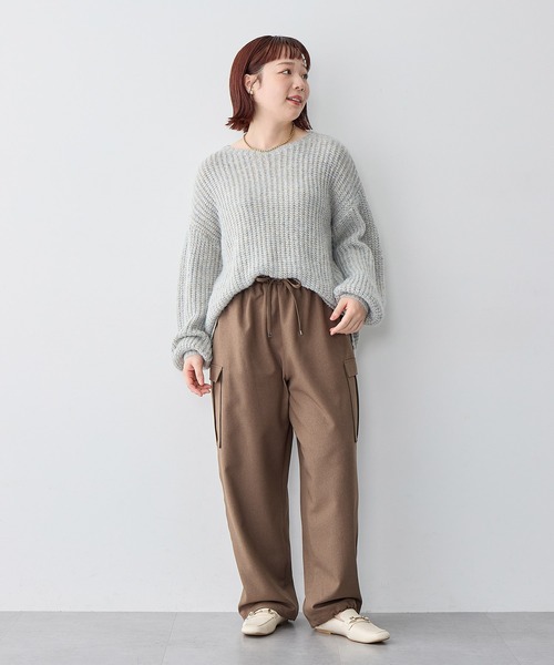 anyfee（エニフィー）の「【anyfee/大きいサイズ】ラメ混畦編みルーズニット（ニット/セーター・レディース・ベージュ/杢グレー・5L/4L/3L/LL）」の21枚目の写真