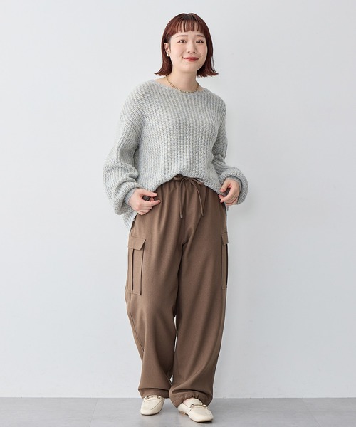 anyfee（エニフィー）の「【anyfee/大きいサイズ】ラメ混畦編みルーズニット（ニット/セーター・レディース・ベージュ/杢グレー・5L/4L/3L/LL）」の22枚目の写真