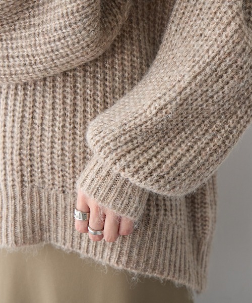 anyfee（エニフィー）の「【anyfee/大きいサイズ】ラメ混畦編みルーズニット（ニット/セーター・レディース・ベージュ/杢グレー・5L/4L/3L/LL）」の11枚目の写真