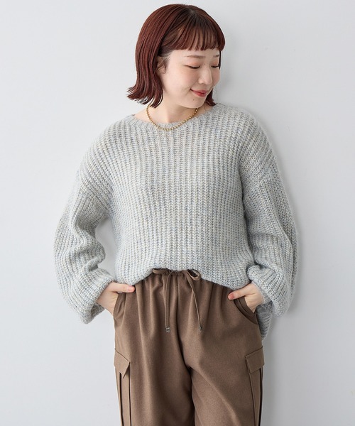 anyfee（エニフィー）の「【anyfee/大きいサイズ】ラメ混畦編みルーズニット（ニット/セーター・レディース・ベージュ/杢グレー・5L/4L/3L/LL）」の15枚目の写真