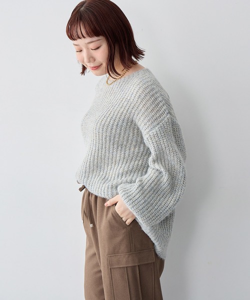 anyfee（エニフィー）の「【anyfee/大きいサイズ】ラメ混畦編みルーズニット（ニット/セーター・レディース・ベージュ/杢グレー・5L/4L/3L/LL）」の17枚目の写真