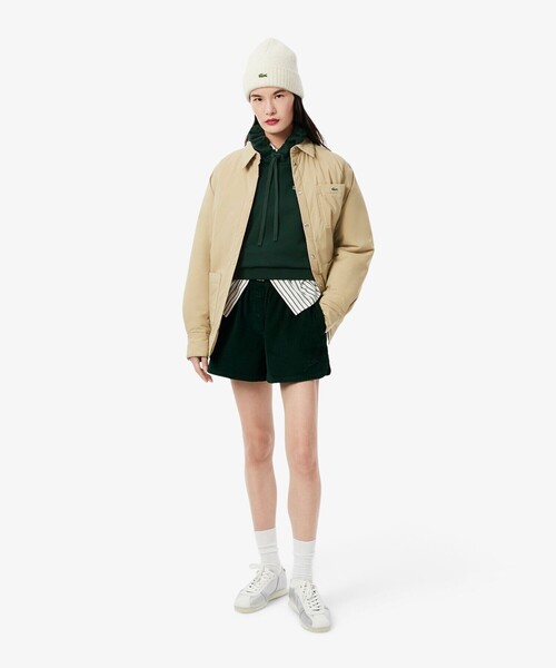 LACOSTE（ラコステ）の「ネーム＆ワニロゴパッチスウェットフーディー（パーカー・レディース・ダークグリーン/ブラック・34/40/38/36）」の12枚目の写真