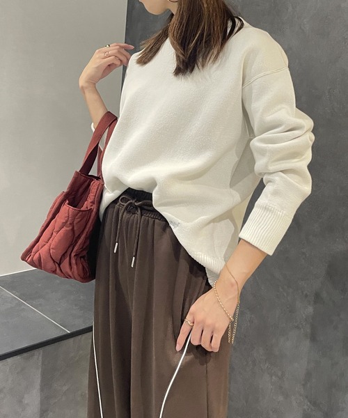 ikka(イッカ)の「コットンMIXスウェットライクニット(ニット/セーター・レディース・オフホワイト/グリーン/ネイビー/レッド・M/L/S)」の2枚目の写真