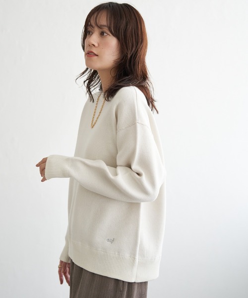 ikka(イッカ)の「コットンMIXスウェットライクニット(ニット/セーター・レディース・オフホワイト/グリーン/ネイビー/レッド・M/L/S)」の12枚目の写真