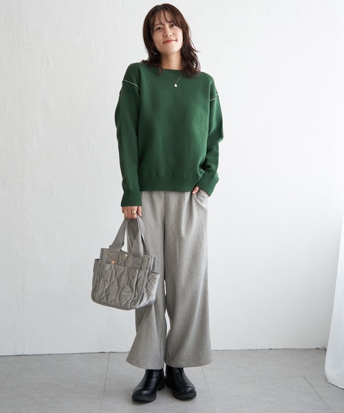 ikka(イッカ)の「コットンMIXスウェットライクニット(ニット/セーター・レディース・オフホワイト/グリーン/ネイビー/レッド・M/L/S)」の16枚目の写真