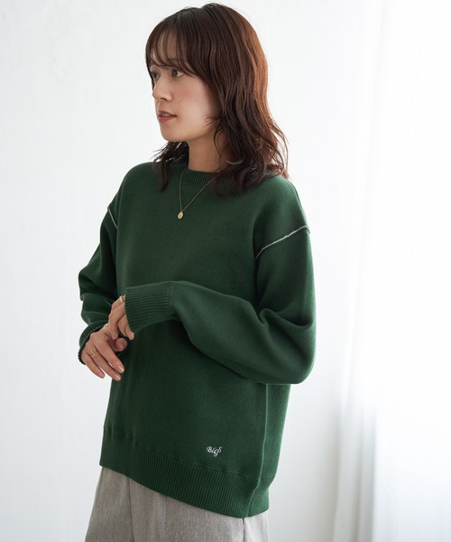 ikka(イッカ)の「コットンMIXスウェットライクニット(ニット/セーター・レディース・オフホワイト/グリーン/ネイビー/レッド・M/L/S)」の15枚目の写真
