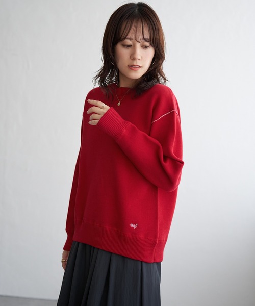 ikka(イッカ)の「コットンMIXスウェットライクニット(ニット/セーター・レディース・オフホワイト/グリーン/ネイビー/レッド・M/L/S)」の18枚目の写真