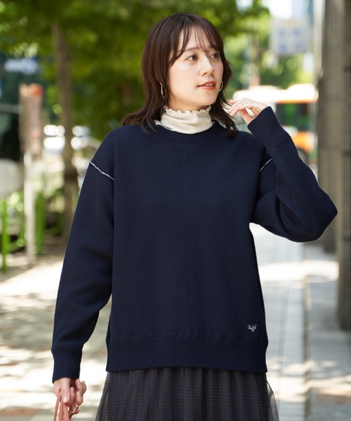 ikka(イッカ)の「コットンMIXスウェットライクニット(ニット/セーター・レディース・オフホワイト/グリーン/ネイビー/レッド・M/L/S)」の5枚目の写真