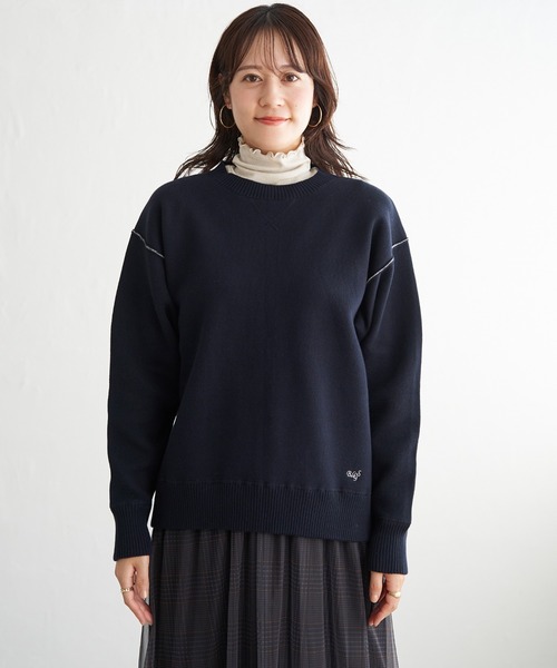 ikka(イッカ)の「コットンMIXスウェットライクニット(ニット/セーター・レディース・オフホワイト/グリーン/ネイビー/レッド・M/L/S)」の21枚目の写真