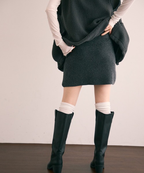 Trish（トリッシュ）の「ニットミニスカート（スカート・レディース・ブラウン/グレー/アイボリー/ブラック・FREE）」の5枚目の写真