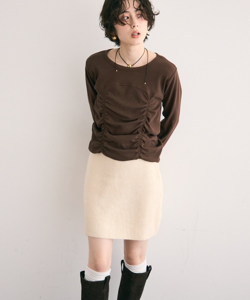 Trish（トリッシュ）の「ニットミニスカート（スカート・レディース・ブラウン/グレー/アイボリー/ブラック・FREE）」の13枚目の写真