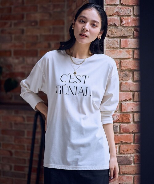 ANY(エニィ)の「ロゴロングスリーブTシャツ(Tシャツ/カットソー・レディース・グレー系/アイボリー系・F)」の2枚目の写真