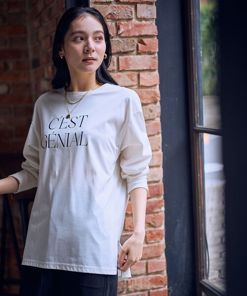 ANY(エニィ)の「ロゴロングスリーブTシャツ(Tシャツ/カットソー・レディース・グレー系/アイボリー系・F)」の3枚目の写真