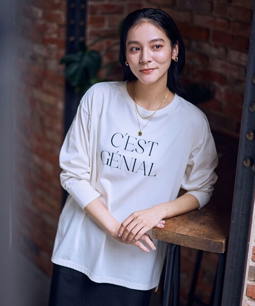 ANY(エニィ)の「ロゴロングスリーブTシャツ(Tシャツ/カットソー・レディース・グレー系/アイボリー系・F)」の4枚目の写真
