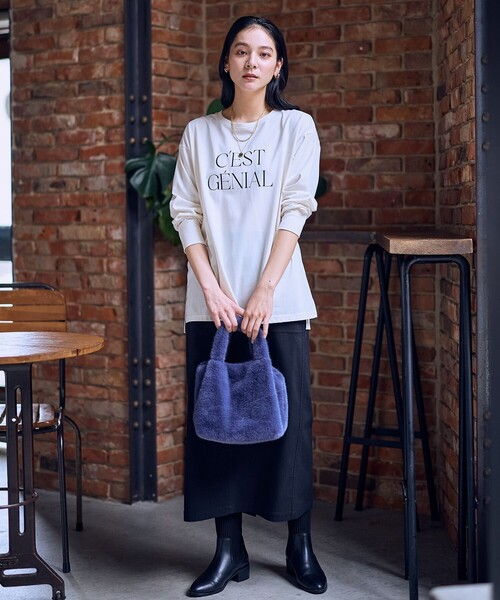 ANY(エニィ)の「ロゴロングスリーブTシャツ(Tシャツ/カットソー・レディース・グレー系/アイボリー系・F)」の6枚目の写真