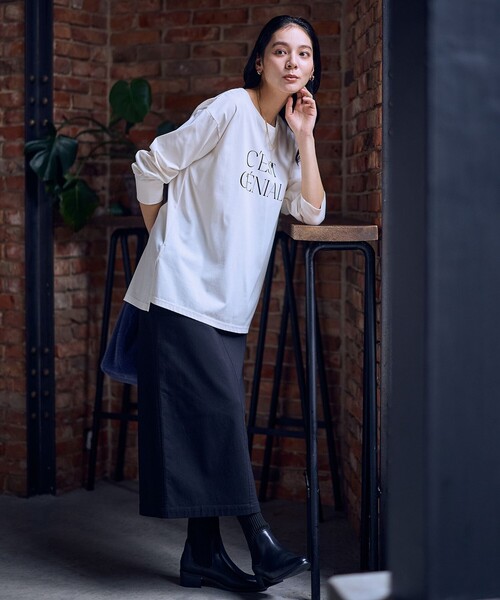 ANY(エニィ)の「ロゴロングスリーブTシャツ(Tシャツ/カットソー・レディース・グレー系/アイボリー系・F)」の8枚目の写真