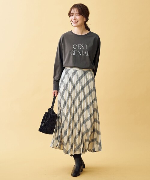 ANY(エニィ)の「ロゴロングスリーブTシャツ(Tシャツ/カットソー・レディース・グレー系/アイボリー系・F)」の15枚目の写真