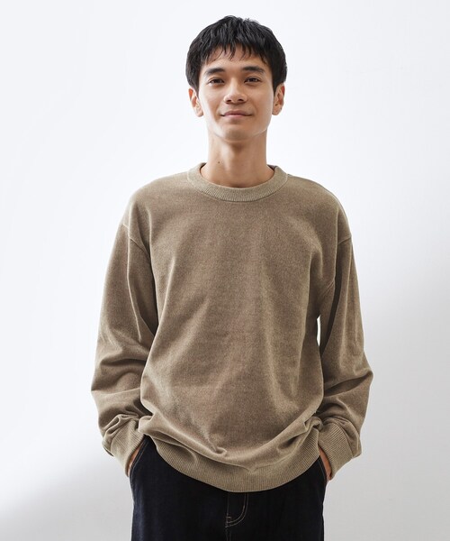 THE SHOP TK （ザ ショップ ティーケー ）の「【触れるたびに心地良い】ライトモールニット　洗濯機OK/ユニセックスでおすすめ！（ニット/セーター・メンズ・ボルドー/ブラック/ブルーグリーン/オフホワイト/ナチュラル・01/02/03/04）」の3枚目の写真