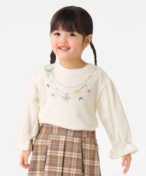 SHIPS Colors(シップス カラーズ)の「SHIPS Colors:〈洗濯機可能〉80~130cm / ネックレス スウェット(スウェット・キッズ・ラベンダー/オフホワイト・100/110/90/80/130/120)」の2枚目の写真