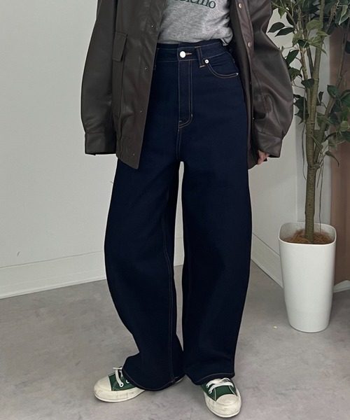 ZOZOMARKET(ゾゾマーケット)の「ZOZOMARKET by tomoka - ワイドサーキュラーデニムパンツ(デニムパンツ・レディース・インディゴブルー・マルチサイズ)」の13枚目の写真