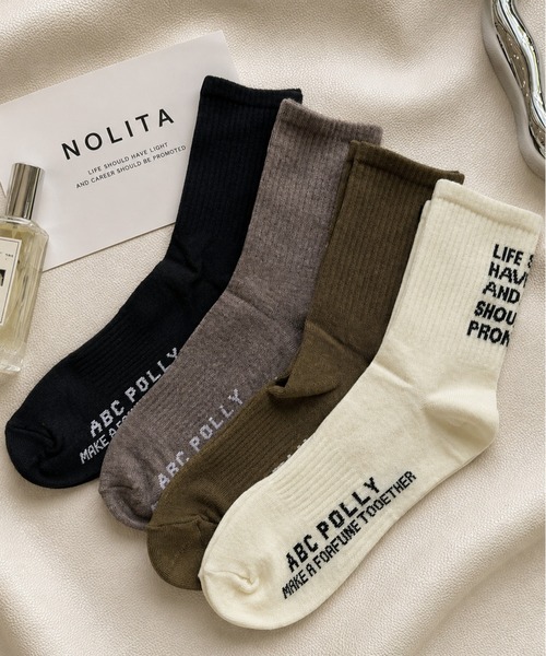 NOLITA LABORATORY(ノリータラボラトリー)の「【 NOLITA / ノリータ 】スローガン クルーソックス 靴下(ソックス/靴下・レディース・ブラック/カーキ/ホワイト/ブラウン/グレー・FREE)」の8枚目の写真