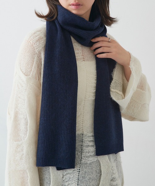 セール】【SETUP7】カシミヤ ニットマフラー リブニット 25㎝ × 160