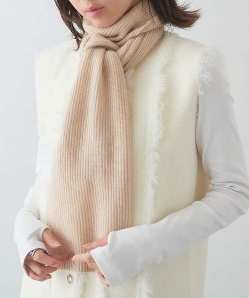 セール】【SETUP7】カシミヤ ニットマフラー リブニット 25㎝ × 160